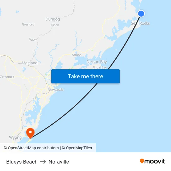 Blueys Beach to Noraville map