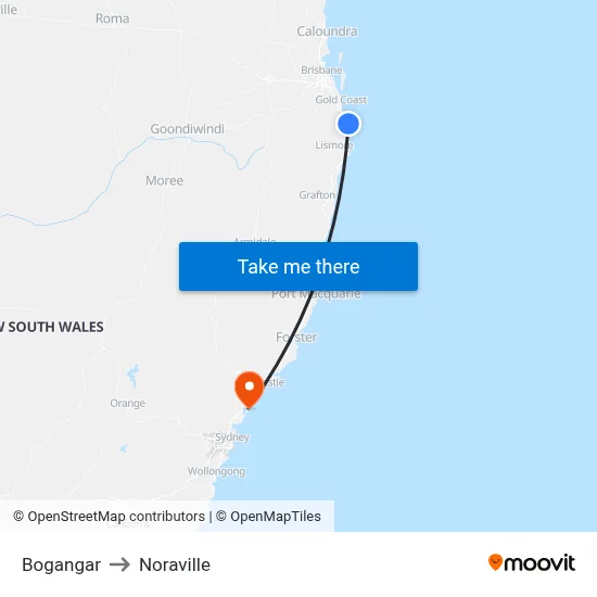 Bogangar to Noraville map