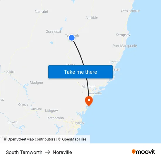 South Tamworth to Noraville map
