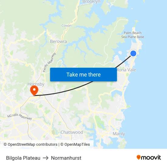 Bilgola Plateau to Normanhurst map