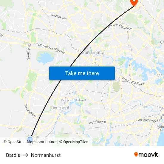 Bardia to Normanhurst map