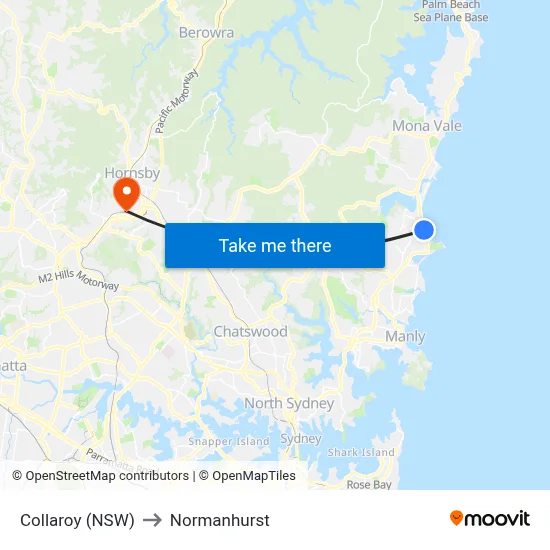 Collaroy (NSW) to Normanhurst map