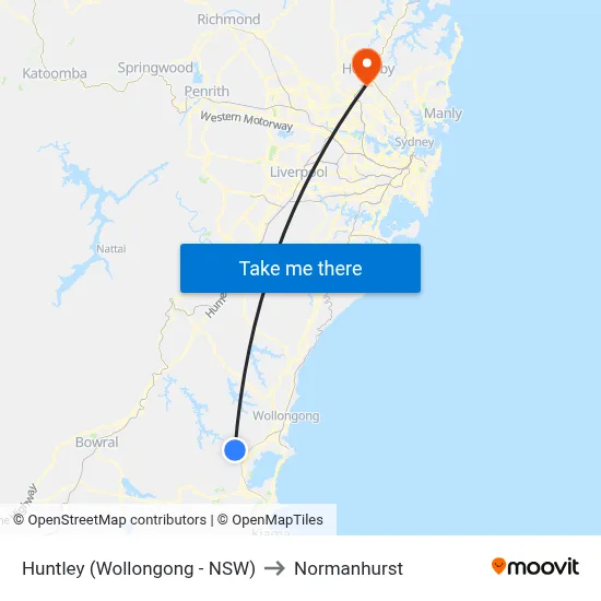 Huntley (Wollongong - NSW) to Normanhurst map