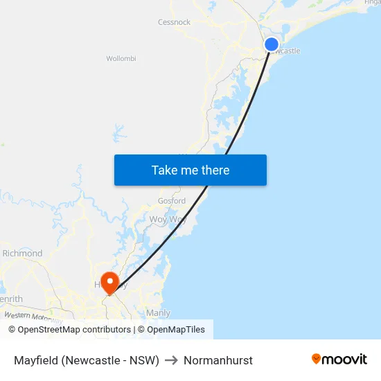 Mayfield (Newcastle - NSW) to Normanhurst map