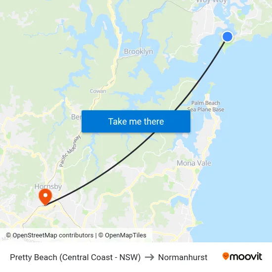 Pretty Beach (Central Coast - NSW) to Normanhurst map
