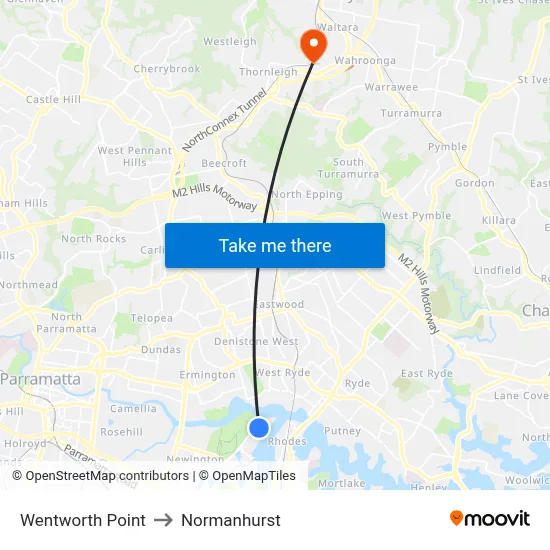 Wentworth Point to Normanhurst map