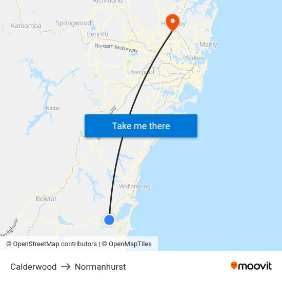 Calderwood to Normanhurst map