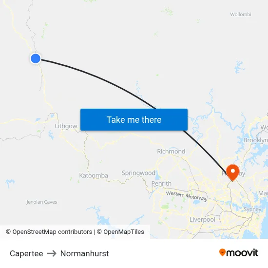 Capertee to Normanhurst map