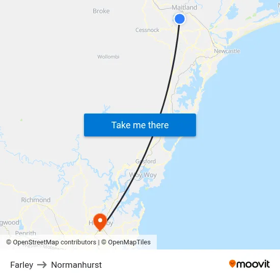 Farley to Normanhurst map