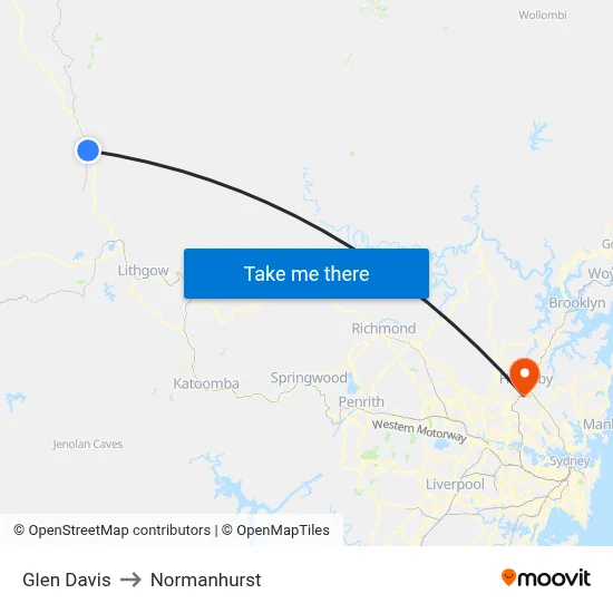 Glen Davis to Normanhurst map