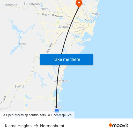 Kiama Heights to Normanhurst map