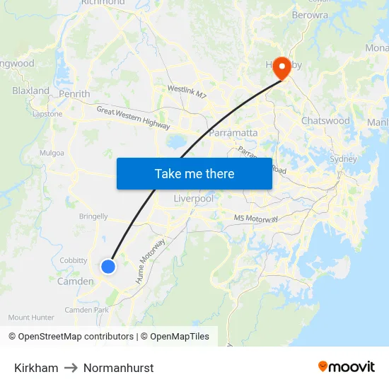 Kirkham to Normanhurst map