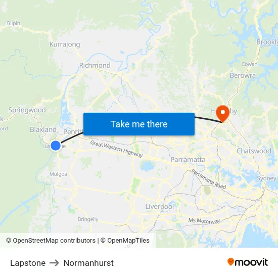 Lapstone to Normanhurst map
