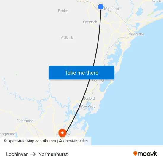 Lochinvar to Normanhurst map