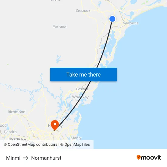 Minmi to Normanhurst map