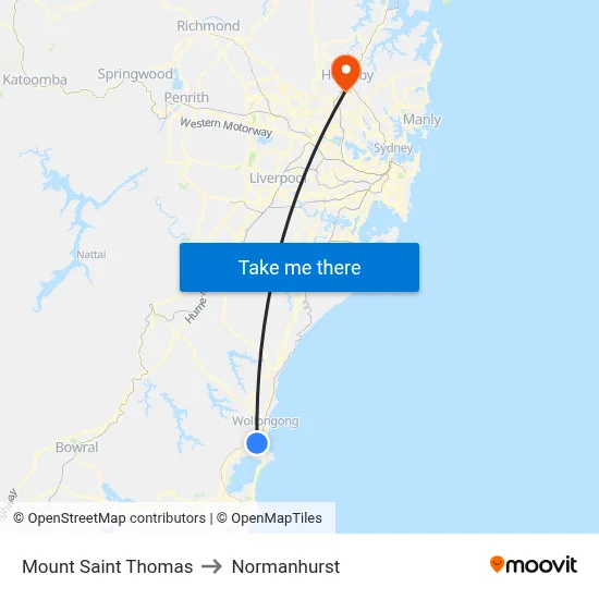 Mount Saint Thomas to Normanhurst map