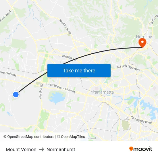 Mount Vernon to Normanhurst map