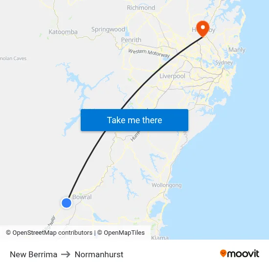 New Berrima to Normanhurst map