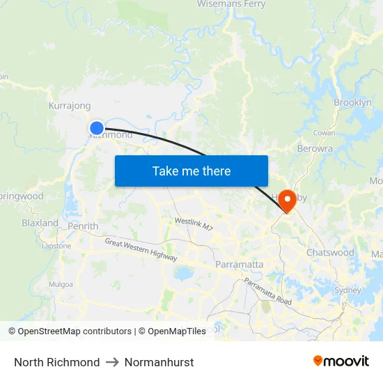 North Richmond to Normanhurst map
