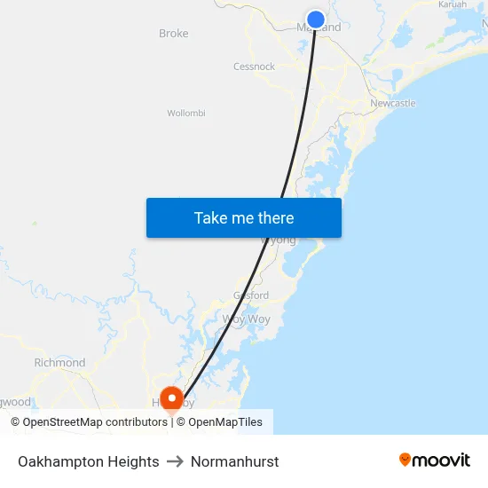 Oakhampton Heights to Normanhurst map
