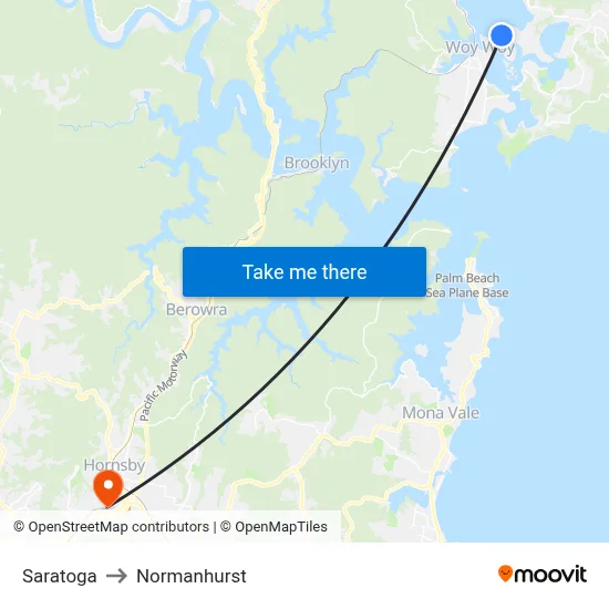 Saratoga to Normanhurst map