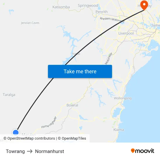 Towrang to Normanhurst map