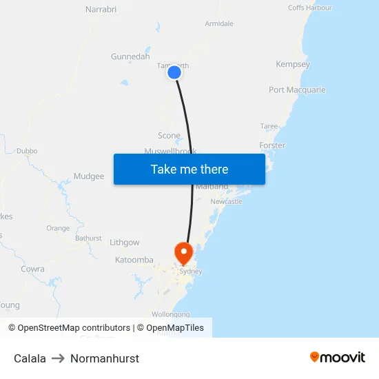 Calala to Normanhurst map