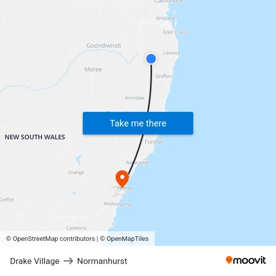 Drake Village to Normanhurst map