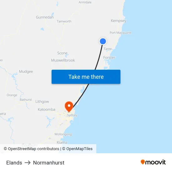 Elands to Normanhurst map