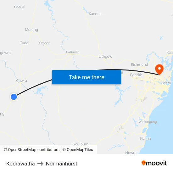 Koorawatha to Normanhurst map