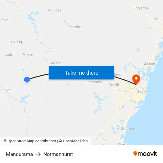 Mandurama to Normanhurst map