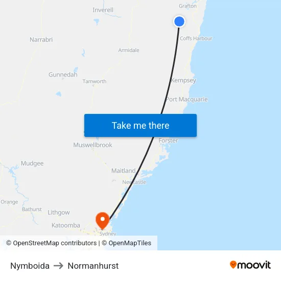 Nymboida to Normanhurst map