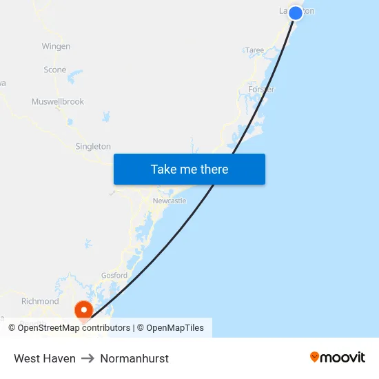 West Haven to Normanhurst map
