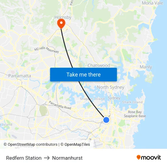 Redfern Station to Normanhurst map