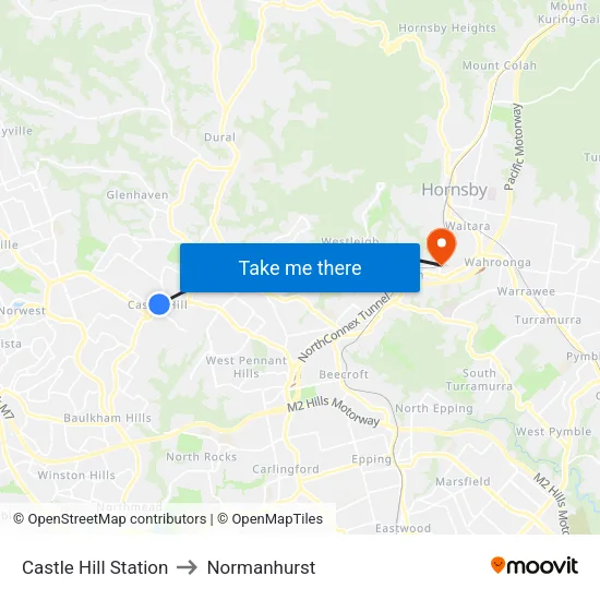 Castle Hill Station to Normanhurst map
