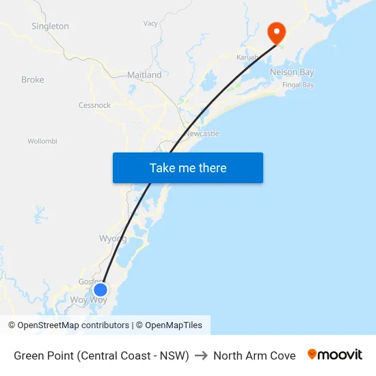 Green Point (Central Coast - NSW) to North Arm Cove map
