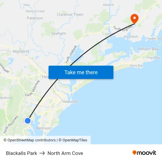 Blackalls Park to North Arm Cove map