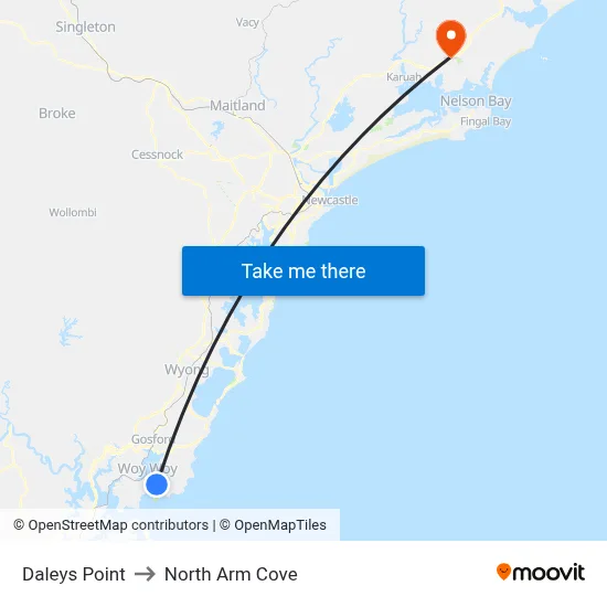 Daleys Point to North Arm Cove map