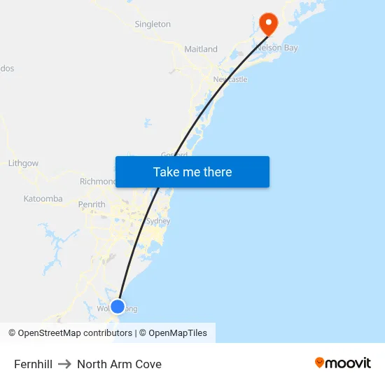 Fernhill to North Arm Cove map