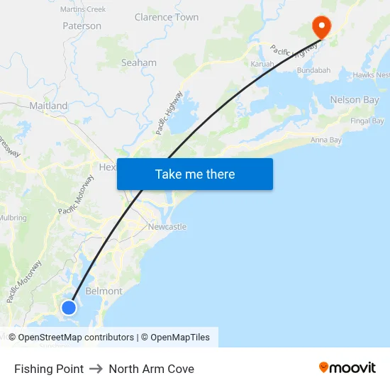 Fishing Point to North Arm Cove map