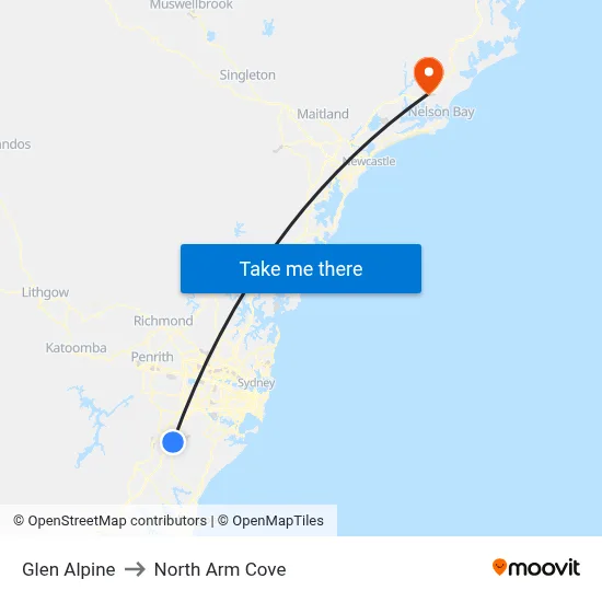 Glen Alpine to North Arm Cove map