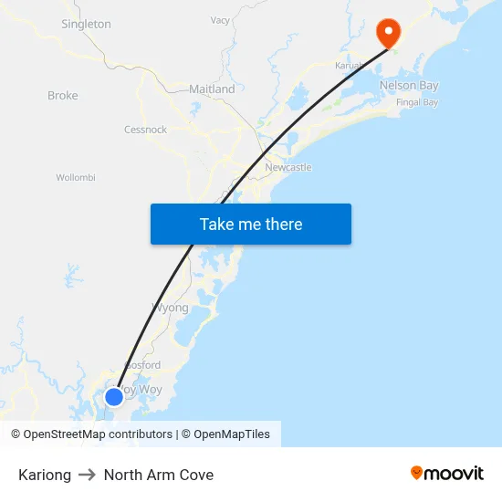 Kariong to North Arm Cove map