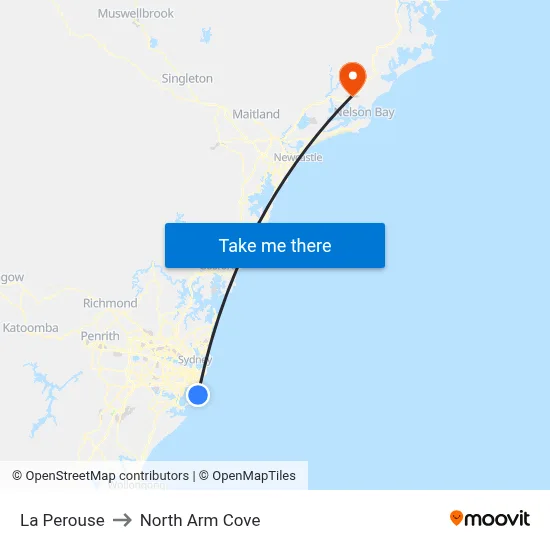 La Perouse to North Arm Cove map