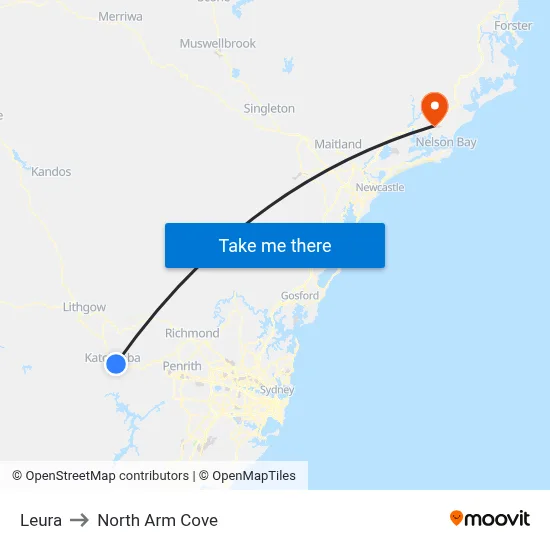 Leura to North Arm Cove map