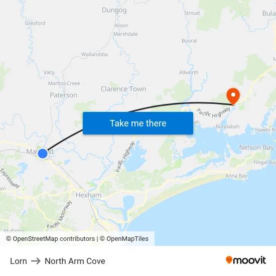 Lorn to North Arm Cove map
