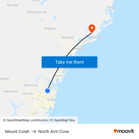 Mount Colah to North Arm Cove map