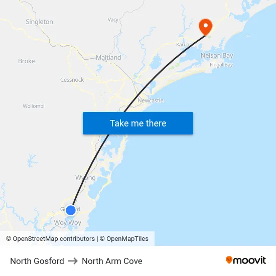 North Gosford to North Arm Cove map