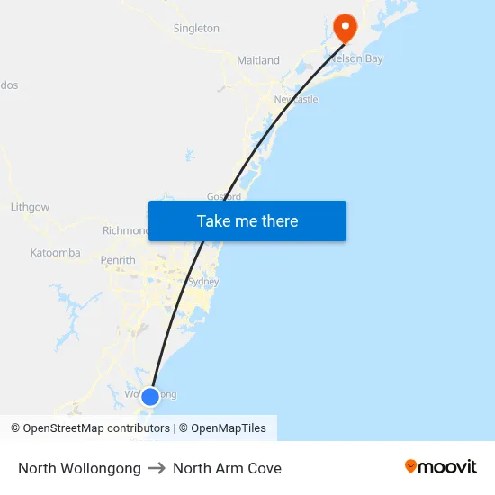 North Wollongong to North Arm Cove map