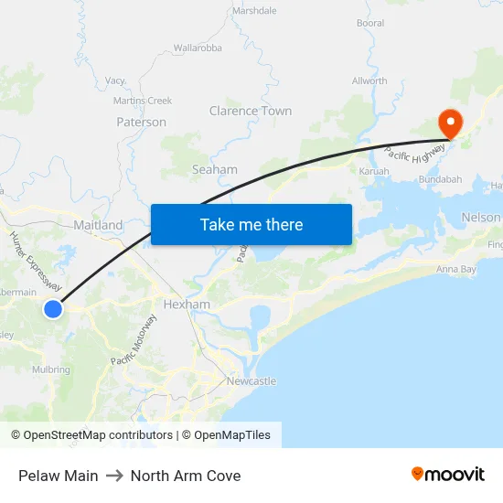 Pelaw Main to North Arm Cove map