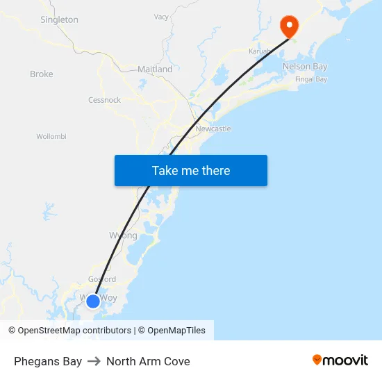 Phegans Bay to North Arm Cove map